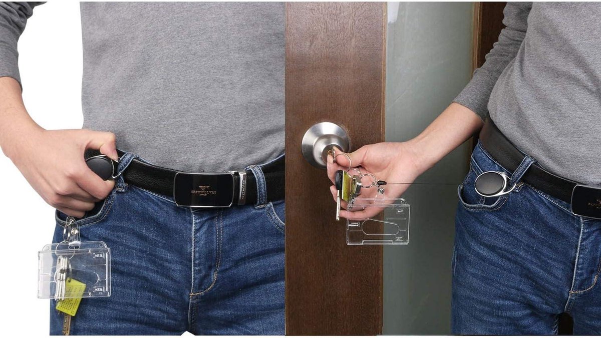 Intrekbare Badgehouder ID-Kaarthouder met Sleutelhanger - Tweezijdige Horizontale Doorzichtige ID-Kaarthouder met Haspelclip - Identiteitskaart Badgehouder - Sleutelhouder .