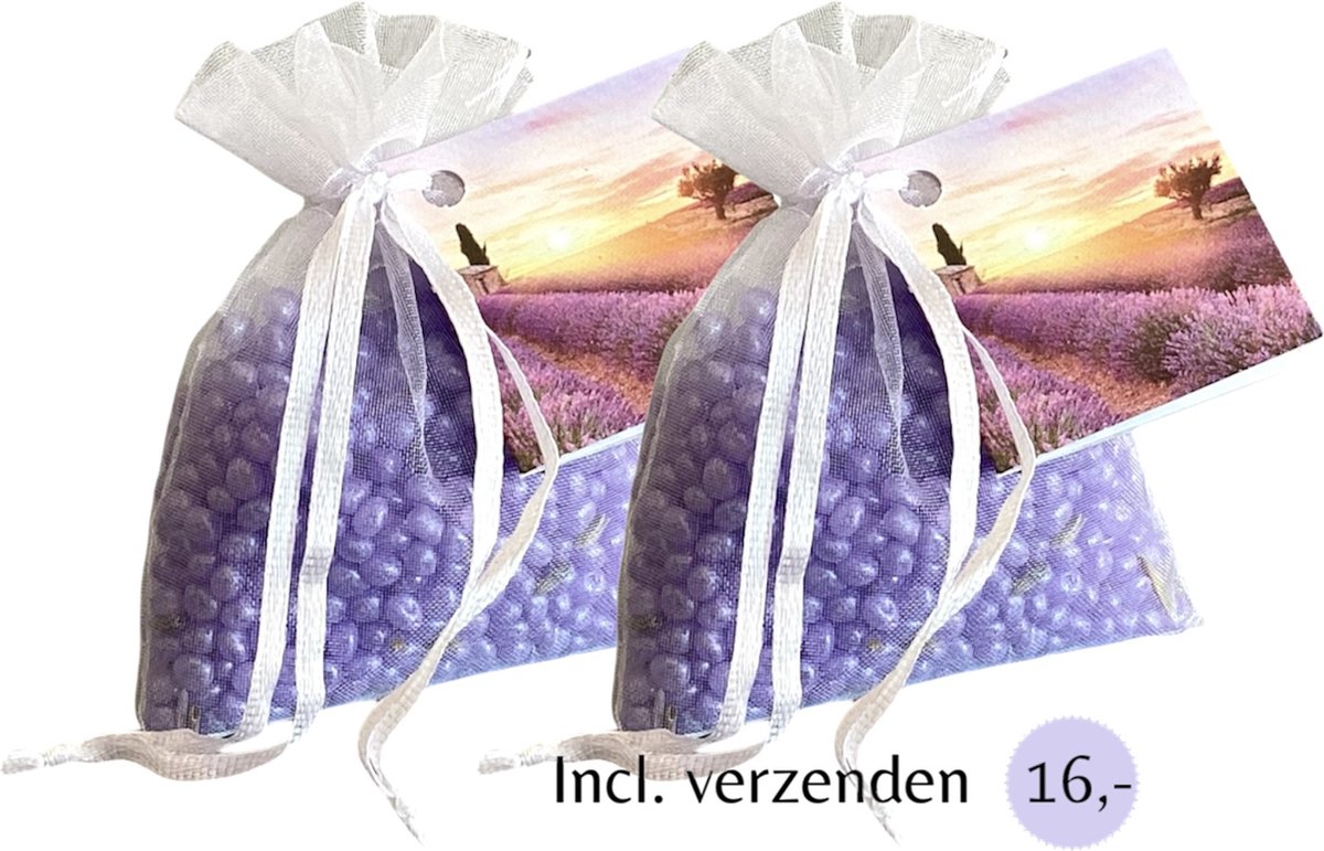 Geurparels 2x 'Boles d'olor Lavenda' - Inclusief verzenden - Lavendel - Geurkorrels - Geurzakje - Geurbuiltjes - Geurbuiltje - Geurverfrisser - Luchtverfrisser - Huisparfum - Verfrisser - Parfum - Frisse geur - Kledingkast - Kleding - Kast - Paars