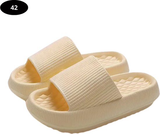 Chaussons de bain femme Bovista - Confortables - Tongs - Sauna - Été - Jaune - Taille 42