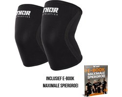 Thor Athletics Knee Sleeves - Kniebrace - Knee Sleeves Powerlifting - 7mm - Zwart - Maat (XL) - Inclusief E-Book