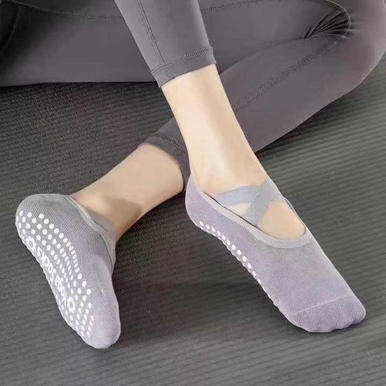 Without Lemon - Pilates Sokken - Yoga - Antislip - Sportsokken - Sporten - Elastic - Comfort - One Size (Maat 36-41) - Grijs van Merkloos — afbeelding 2