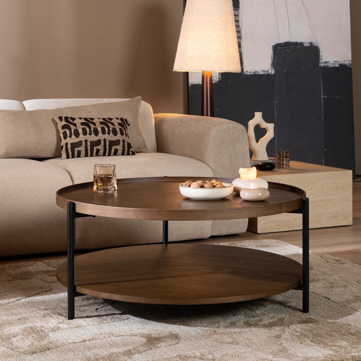 Bronx71 Salontafel Rio Ø90 cm rustiek eiken - Salontafel rond Bruin