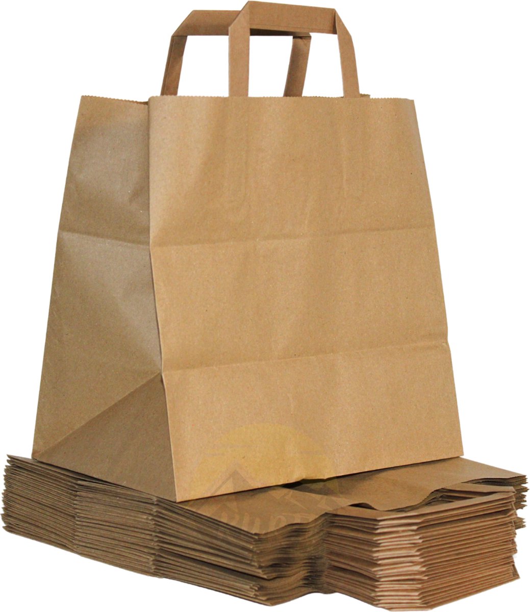 KURTT - Papieren draagtas / papieren tassen 26+17x27cm bruin, 250 stuks
