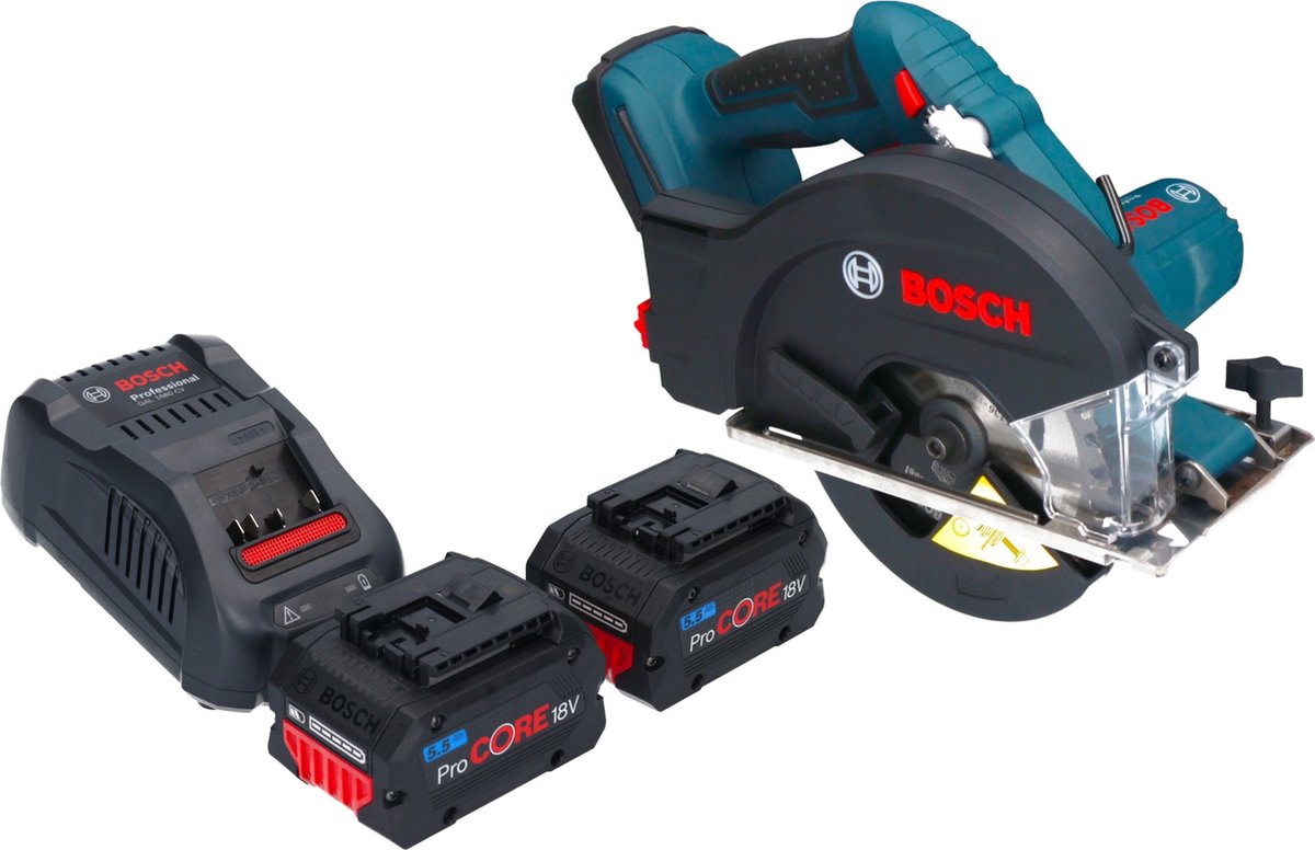 Bosch GKM 18V-50 Professionele accu metaalcirkelzaag 18 V 136 mm borstelloos + 2x ProCORE accu 5,5 Ah + lader