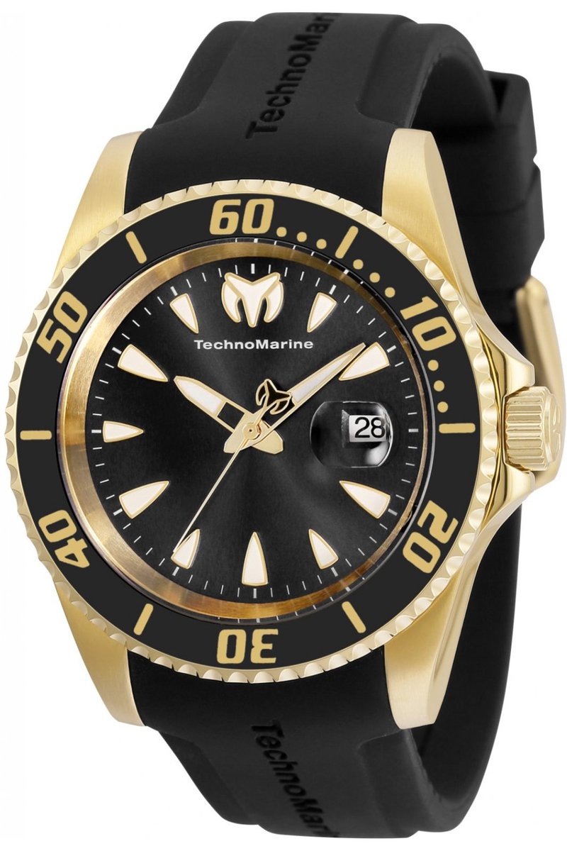 TechnoMarine Manta TM-220116 Heren Horloge - Waterdicht - Analoog - Quartz Uurwerk - Roestvrij Staal met zwarte Wijzerplaat - 42mm