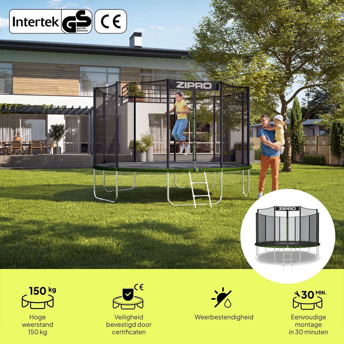 ZIPRO Jump Pro OUT - Trampoline - Ø374cm 12FT - Trampoline met veiligheidsnet - Voor kinderen - Inclusief Ladder - max. 150 kg - UV-bestendig — afbeelding 2