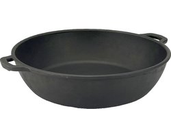 MAYSTERNYA Gietijzeren BBQ Pan Ø24 cm – Duurzame Skillet voor Buitenkeuken, Oven & BBQ – Grillpan & Ovenschaal in Eén – Perfect Cadeau voor Buitenchefs – Mat Zwart