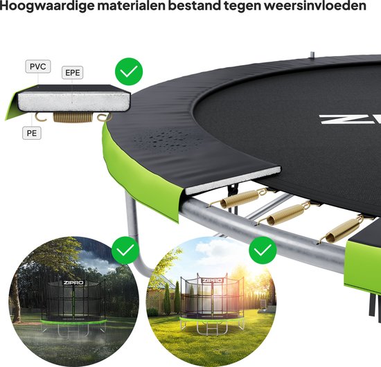 ZIPRO Jump Pro IN - Trampoline - Ø312cm 10FT - Trampoline met veiligheidsnet - Voor kinderen - Inclusief Ladder - max. 150 kg