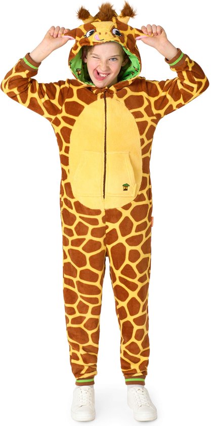 OppoSuits Giraffe Onesie Kids - Combinaison polaire girafe - Déguisements - Déguisement Animaux pour Enfants - Beige - Taille : L - EU134/140 - 10-12 ans