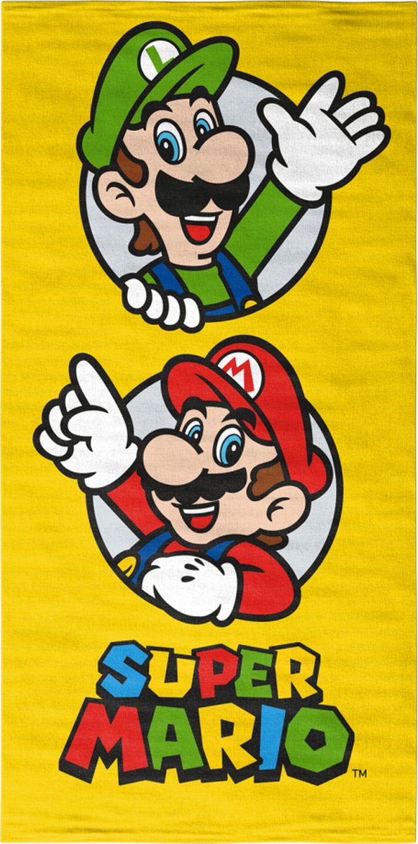 Super Mario & Luigi - strandlaken - sneldrogend microvezel - 140x70cm