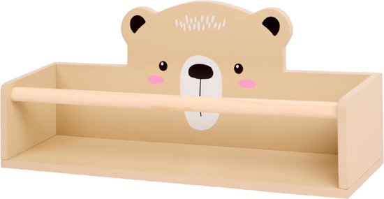 Relaxdays boekenrek kind, 5 vakken, 3 haken, wandrek kinderkamer, babykamer, HBD: 51,5x60x17,5 cm, tot 12 kg, wit