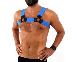 Kiotos - Elastisch Borstharnas - Tuigje - Riemenbody - Blauw - Maat L/XL