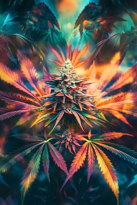 Cannabis Affiche | Affiche de voyage | Plantes Affiche | Affiche colorée | Affiche Nature | Affiche sur les hallucinogènes | 60x90cm | Décoration murale | Affiche murale | 5099MT | Convient pour l'encadrement