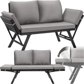 Bol.com tectake® 2-in-1 Wicker Tuinbank Sintra - Verstelbare Leuningen - Tuinset - Ligbed - Balkon Loungebank - Incl. Kussens - ... aanbieding