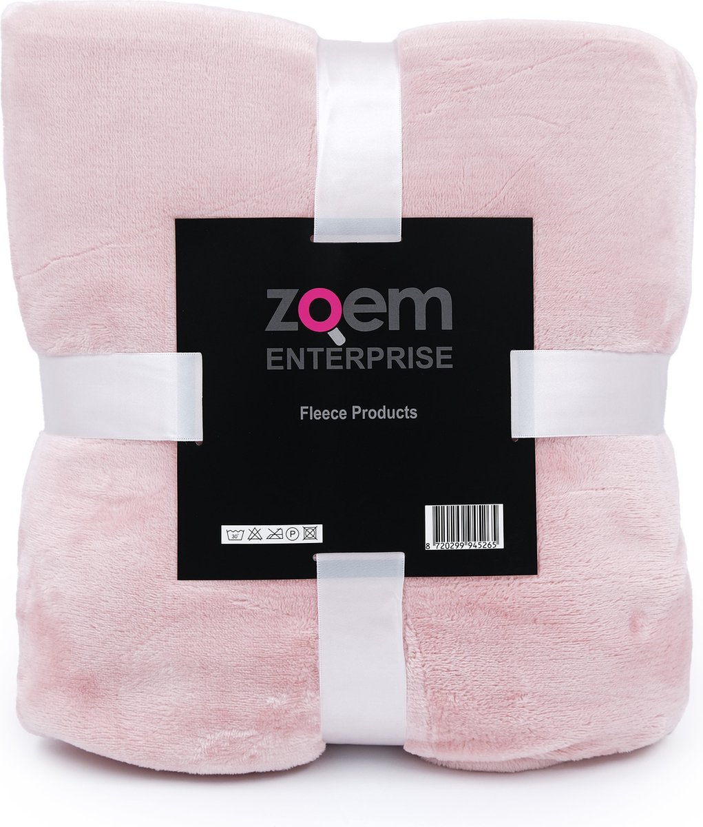 Zoem enterprise Zoem - Zoem Fleece Deken 150 x 200 cm Roze - fleece plaid - super zacht - 280 gsm