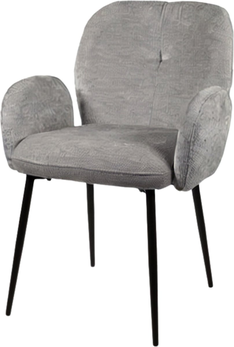 Eetkamerstoel Bobby met armleuning - Perfect Harmony - Lichtgrijs - Unique Collection - eetkamerstoelen set van 2