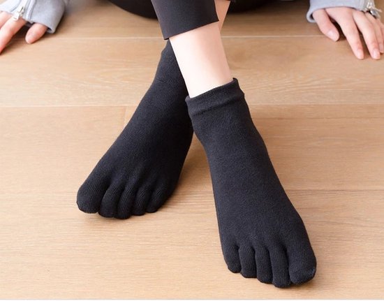 Without Lemon - Yoga Sokken - Antislip - Teensokken - Pilates - Sporten - Elastic - Comfort - One Size (Maat 36-41) - 1 Paar - Zwart van Merkloos — afbeelding 2