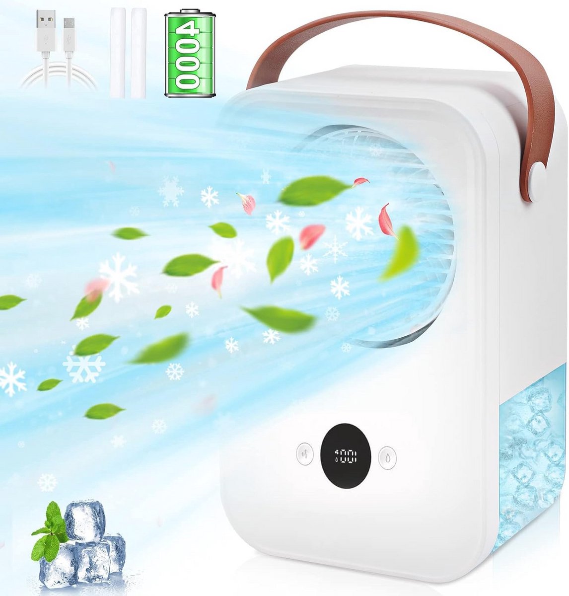 Draagbare Airconditioner met 4-in-1 Functies - Mini Luchtkoeler met Aromatherapie en Bevochtiging