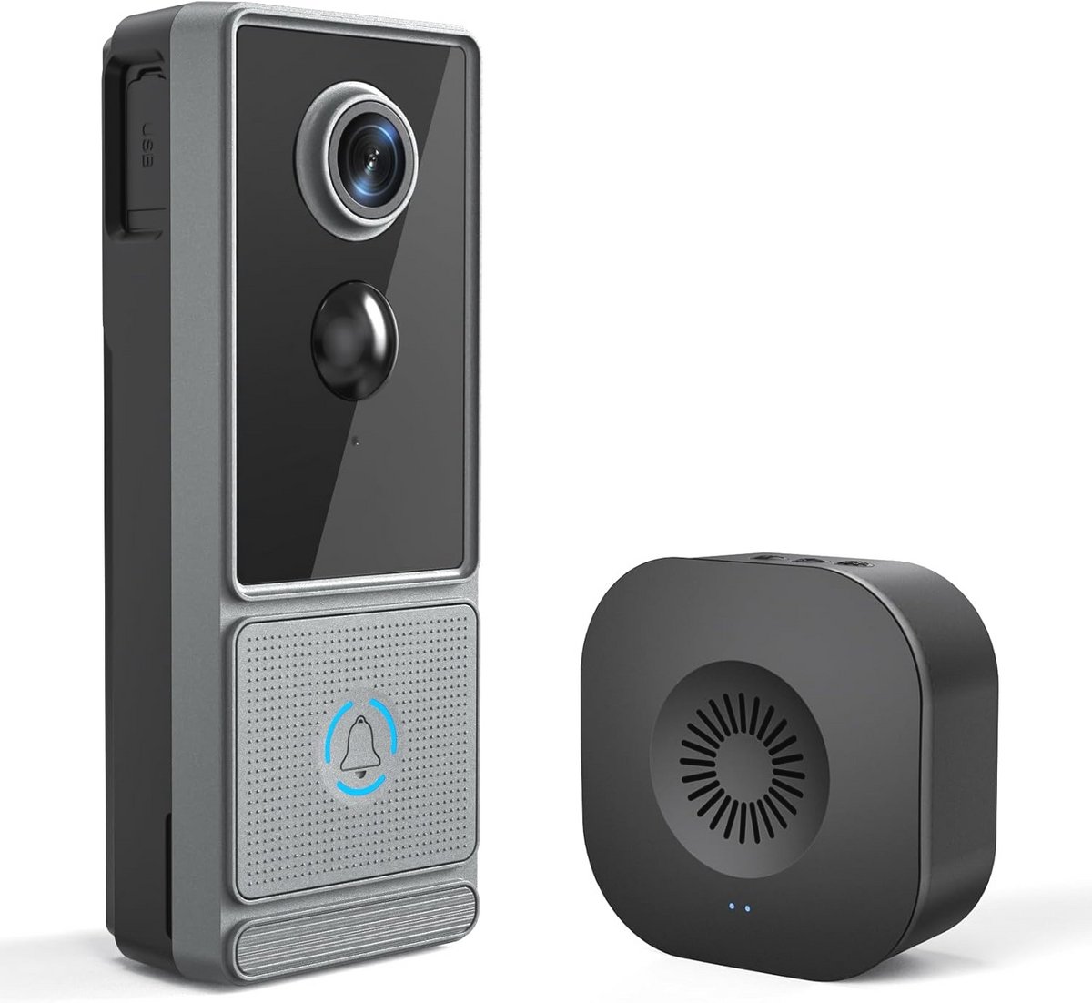 Draadloze Deurbelcamera met 2-weg Audio en Slimme Bewegingsdetectie - Compatibel met Alexa en Google Assistent
