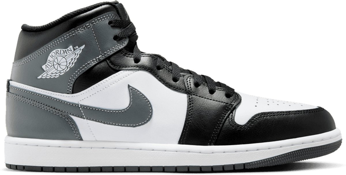 Nike Air Jordan 1 Mid - Maat 40.5 - Wit / Grijs / Zwart - Sneakers Unisex - Doos Zonder Deksel
