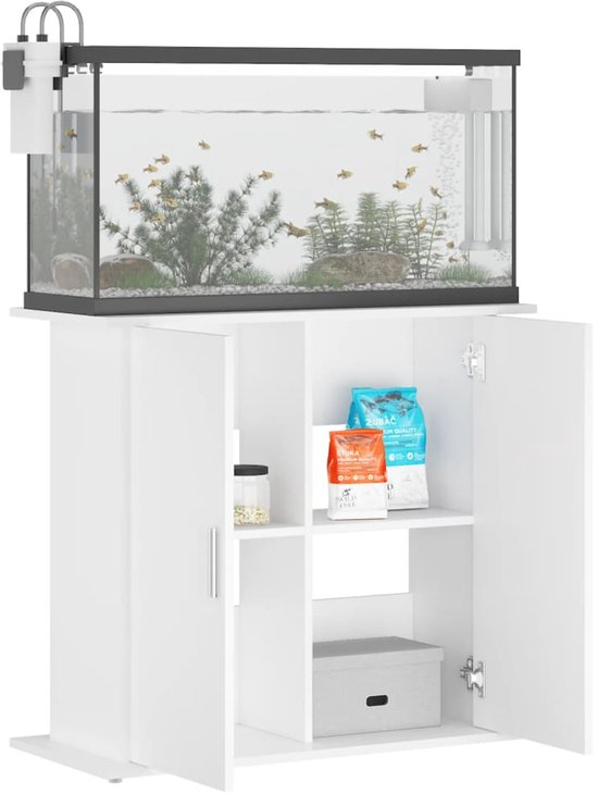 The Living Store Support pour Aquarium Bois Wit - 81 x 36 x 73 cm Support Stable et Trendy