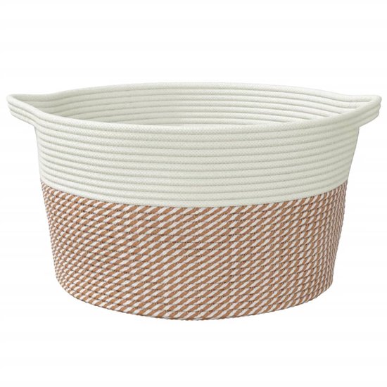 Opbergmand 38x46 cm katoen beige en wit kopen