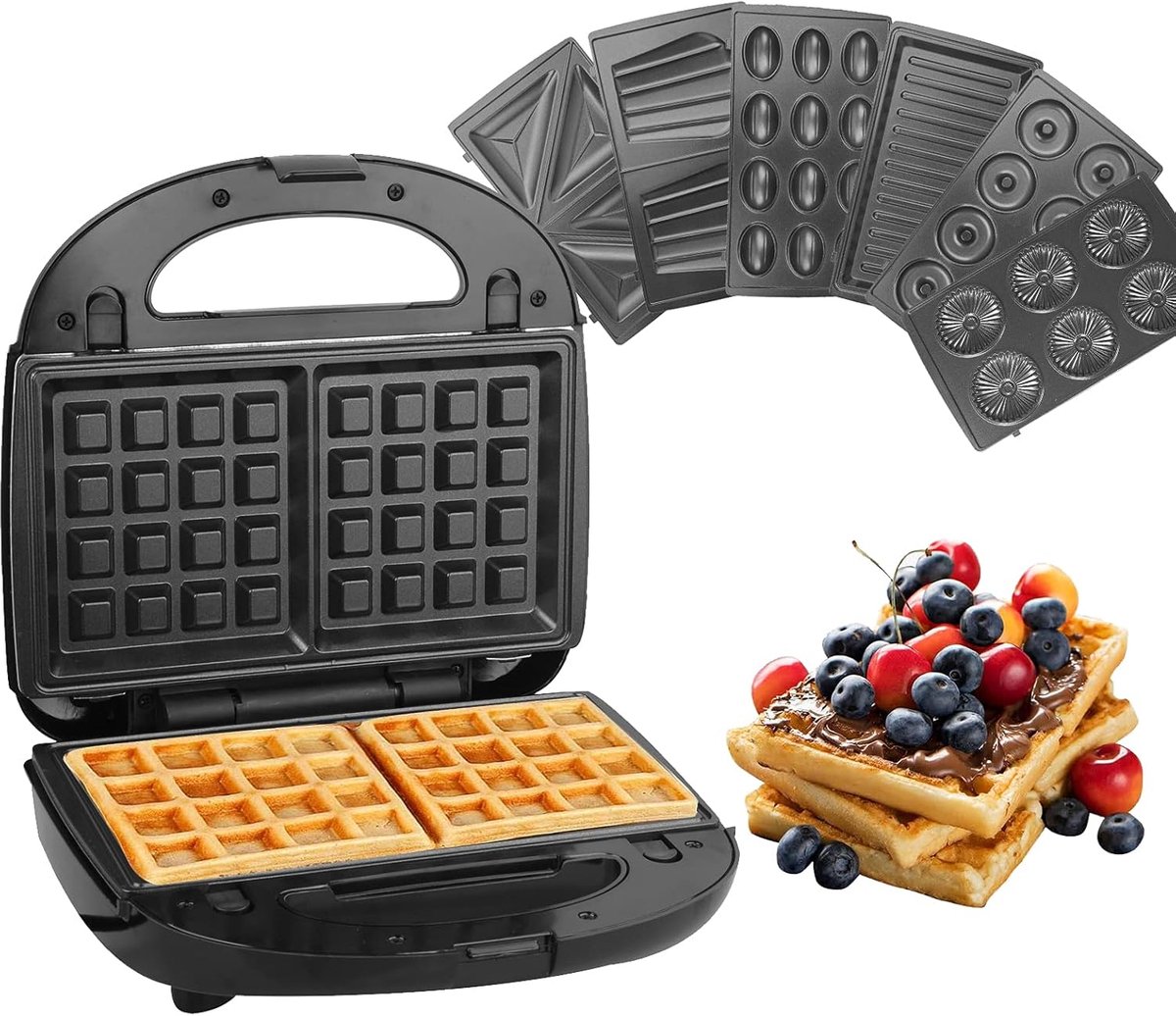 7-in-1 elektrische paninimaker en tosti-ijzer met afneembare platen en LED-display