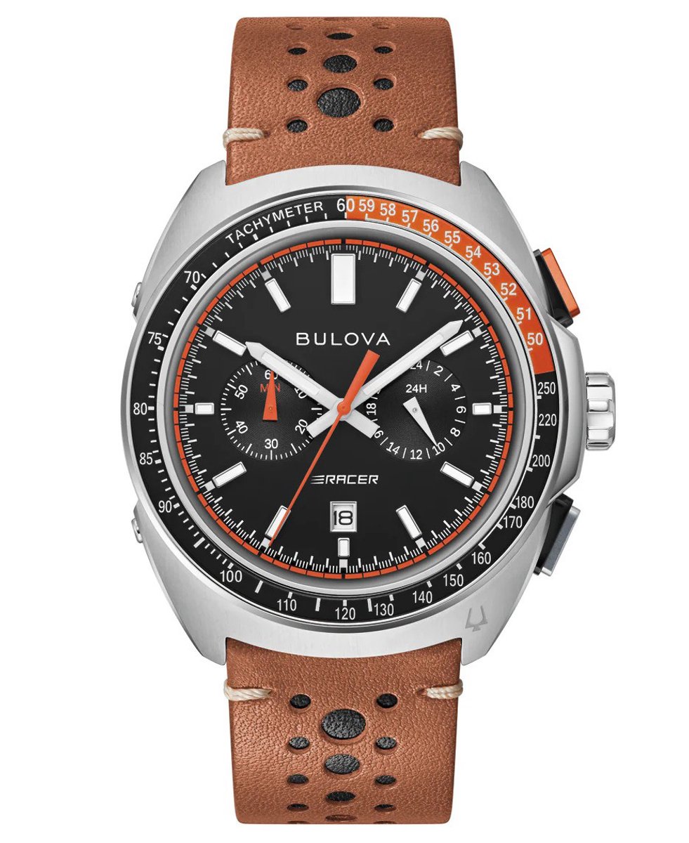 Bulova Racer Chronograph 98B427 Horloge - Leer - Bruin - Ø 42 mm