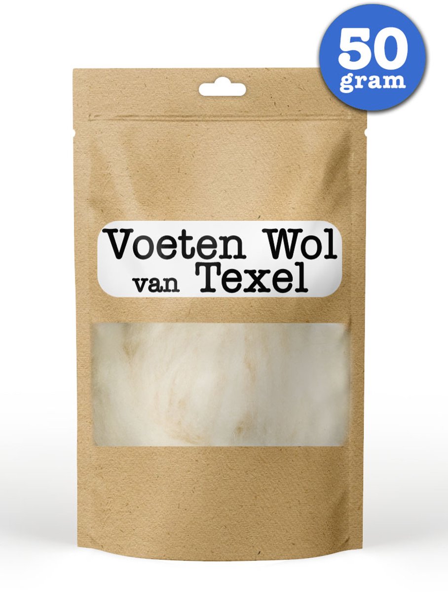 Goedkoopste Voetenwol – 50 gr. – Texelse Wol voor comfort - Schapenwol Verlicht het ongemak bij hielspoor, voetschimmel, likdoorns en ingegroeide nagels