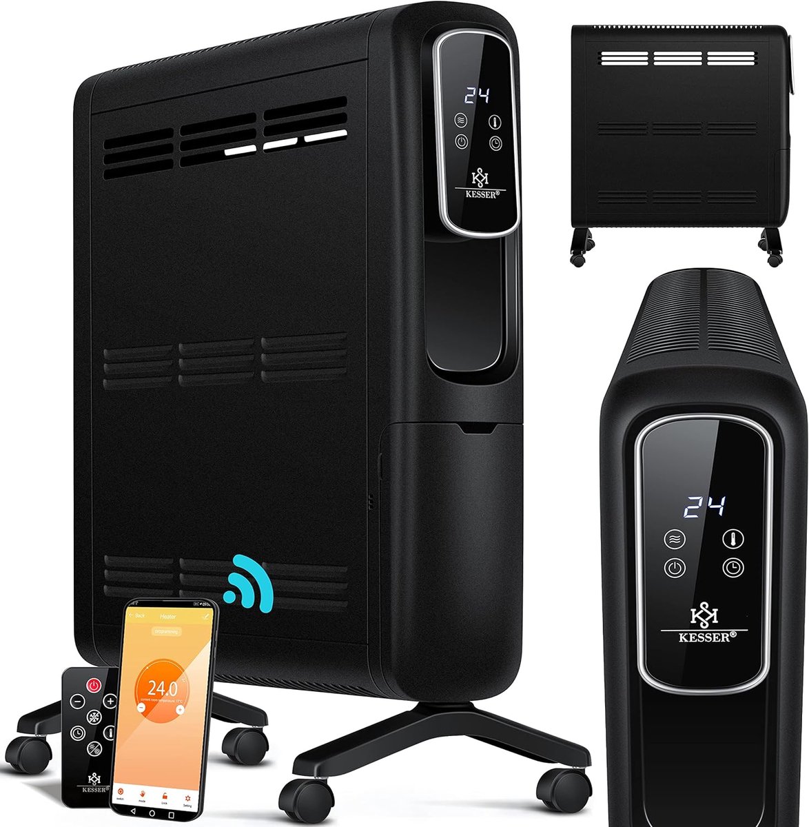 Elektrische Convector Verwarming 2500W - Energiezuinige Staande Radiator met Wifi App en Afstandsbediening
