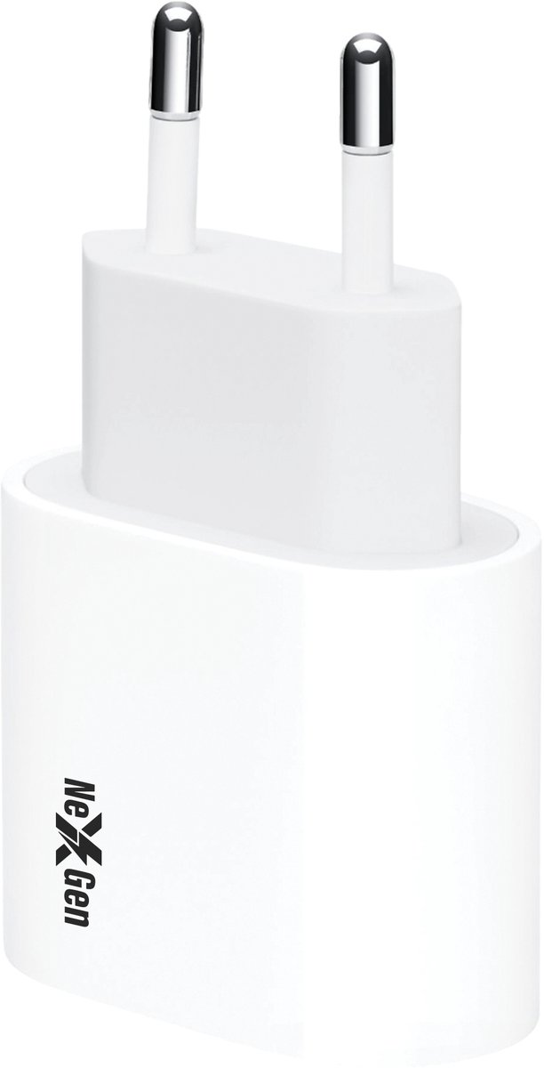 NexGen 20W Usb-C Adapter - Snellader - Oplaadblokje - Voor Smartphone, Tablet, Speaker, Elektronica - USB Lader - Oplaadstekker - Wandstekker - Universeel - Wit