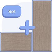 Set van twee keukentapijten in grijsbeige met textuur.