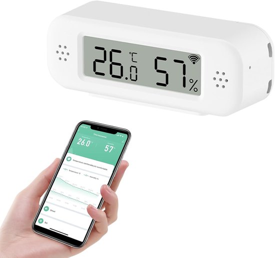 Intelligente wifi-thermometer, hygrometer, vochtigheidssensor, luchtvochtigheidssensor, app-meldingsalarm, gratis export van gegevensopslag, digitale monitor Intelligente wifi-thermometer, hygrometer, vochtigheidssensor, luchtvochtigheidssensor, app-meldingsalarm, gratis export van gegevensopslag, digitale monitor