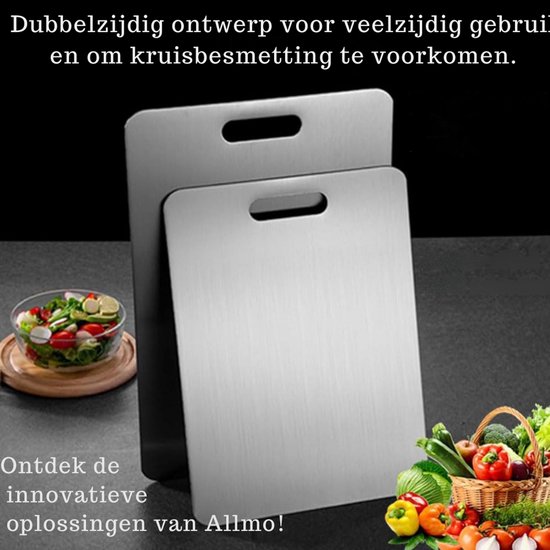 Dubbelzijdige Titanium Snijplank met Sapgroef - Hygiënisch Snijden Vlees & Groenten