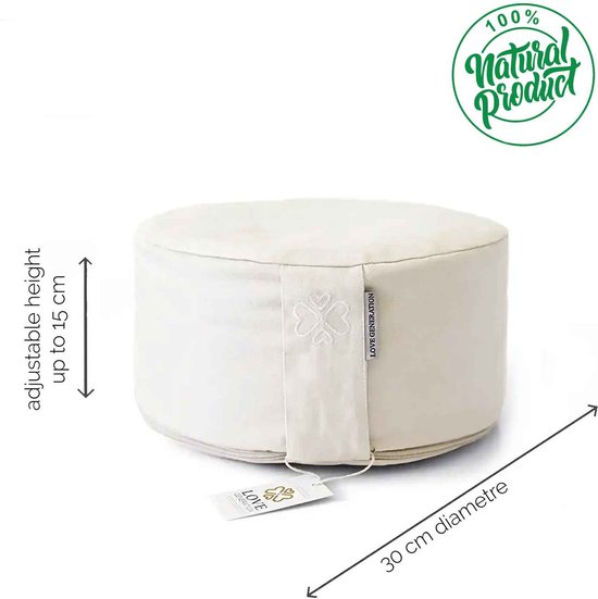 Rond Meditatiekussen - Wit - Katoen - ⌀30cm - 15cm van Yogi & Yogini — afbeelding 5