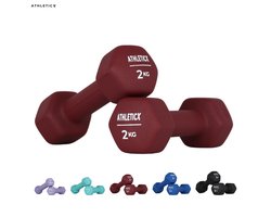 Athleticx Dumbells Set – 2 x 2 kg – Rood – Neopreen - Gewichten – Dumbbells – Hexagon Dumbells - Gewichten Set – Fitness Gewichten – Krachttraining – Dumbell 5 kg – Dumbbell Set
