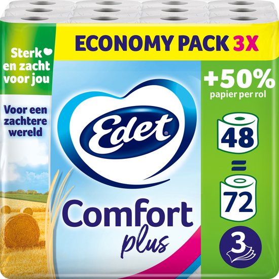 Edet Comfort Plus Toiletpapier 3 Laags 48 stuks