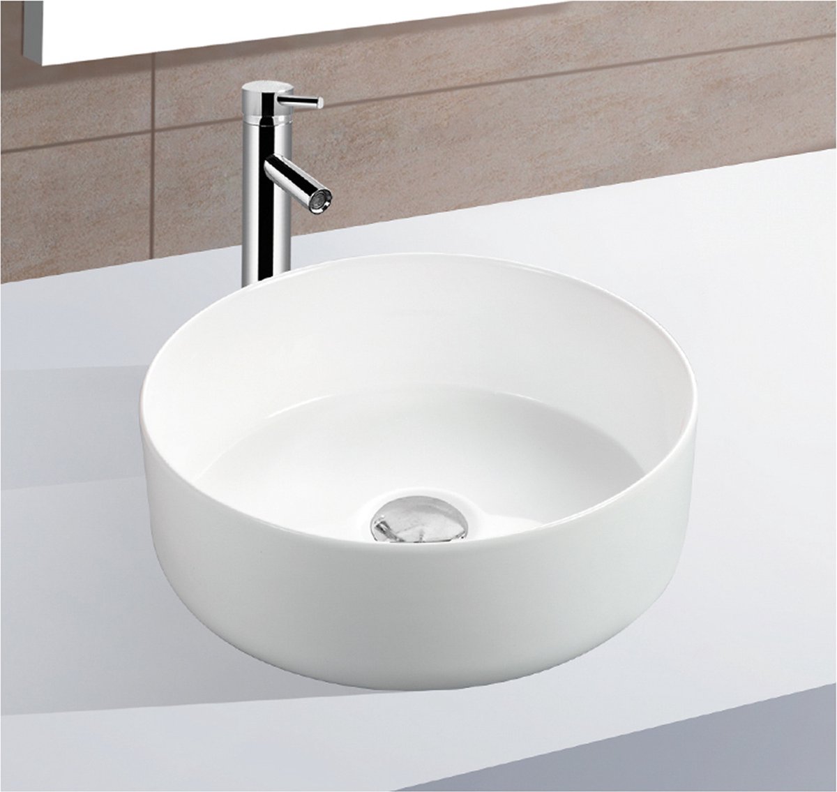 Waskom Boss & Wessing Opbouw Keramiek Rond 36x36x12 cm Wit