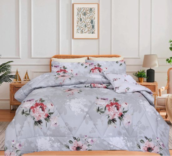 4-seizoenen, dekbed, 200 x 220 cm, omkeerbaar blauwe bloemen, dekbed
