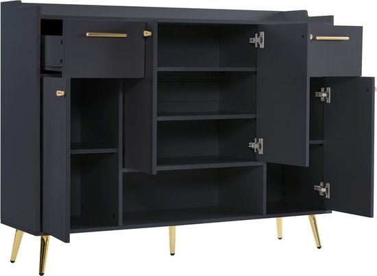 Armoire à chaussures Gotagee avec 2 tiroirs et 4 portes pieds en métal, armoire sur pied