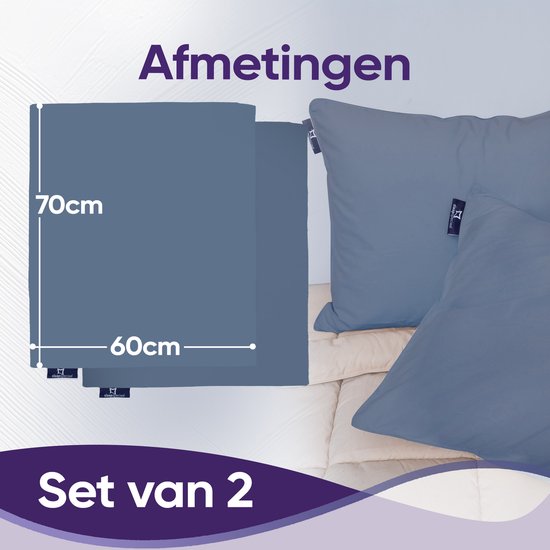 Slaapspeciaal eazydekbed Kussensloop - Grijs - 60x70 cm - Set van 2 - Zacht, Hypoallergeen, Ademend, Vochtregulerend, Dubbelgestikt & Onderhoudsvriendelijk