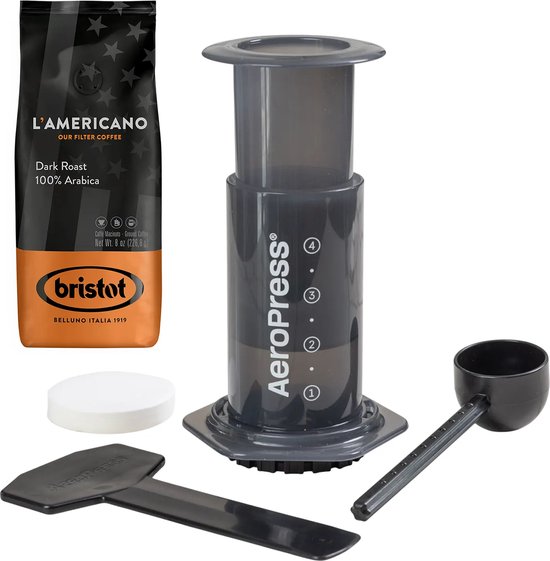 Aeropress Coffee Maker + Bristot L’Americano Medium Roast OUR gemalen koffie