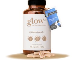 Glow25® collageen capsules high-dose [180 capsules] met hyaluronzuur en vitamine C | premium collageen complex voor een mooie huid | zonder toevoegingen | gemaakt in Duitsland