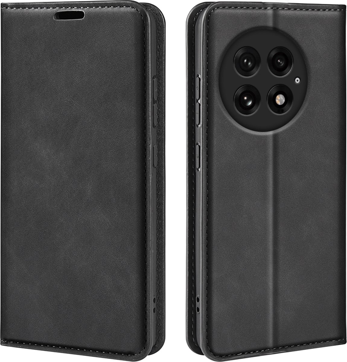 MobyDefend Hoesje - Geschikt voor OnePlus 13 - Luxe Wallet Bookcase (Magnetische Sluiting) - Zwart