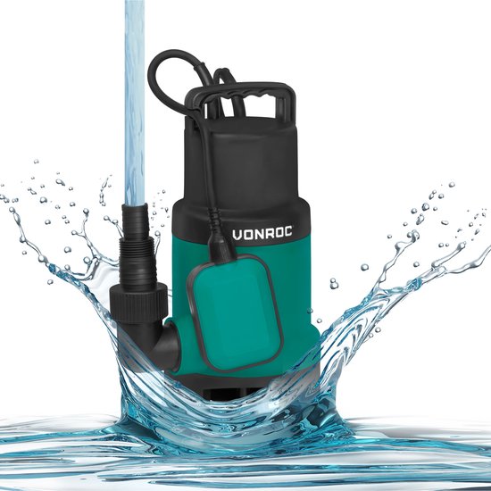 VONROC Pompe submersible – Pompe eau sale – Pompe à eau – 900W – 16000 l/h – Pour eau sale et propre – Avec flotteur