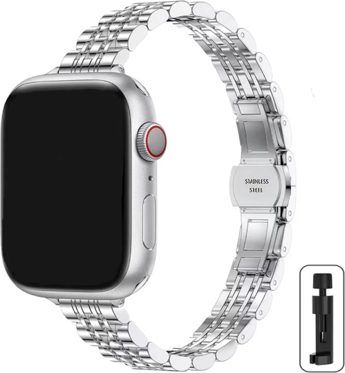 Actie4you® - Dunne band - 38/40/41mm - Metalen bandje geschikt voor Apple Watch - Schakel Armband RVS - Roestvrijstaal - Horlogeband - Geschikt als Apple watch bandje voor Series 1/2/3/4/5/6/SE/7/8/9 – Zilver Glans