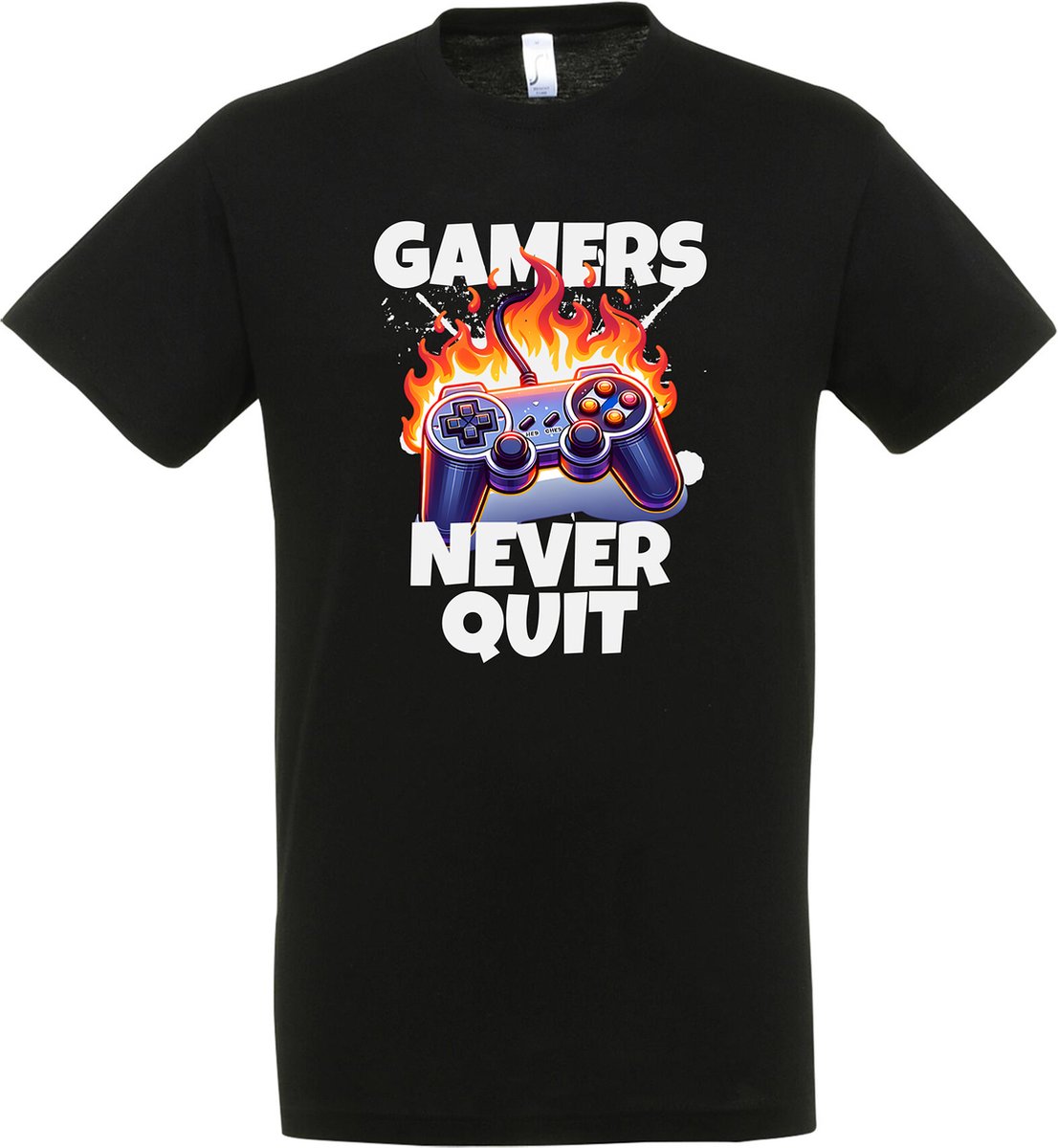 Gamers Never Quit - Maat M - Gaming kado T-Shirt heren - Dames - Uniseks - Grappige console spreuken - Gaming accesoires - T-shirt