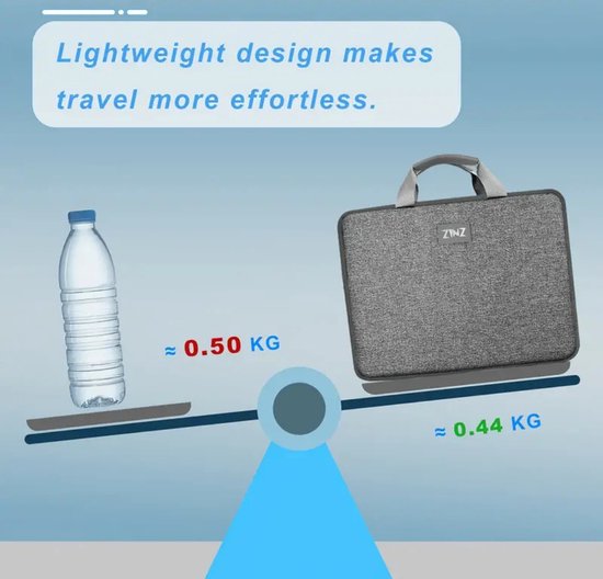 Sacoche antichoc pour ordinateur portable Livano - Housse pour ordinateur portable - Sac à dos - Sac à bandoulière - Sac de bureau - Femme et homme - 16 pouces - Grijs/ Blauw