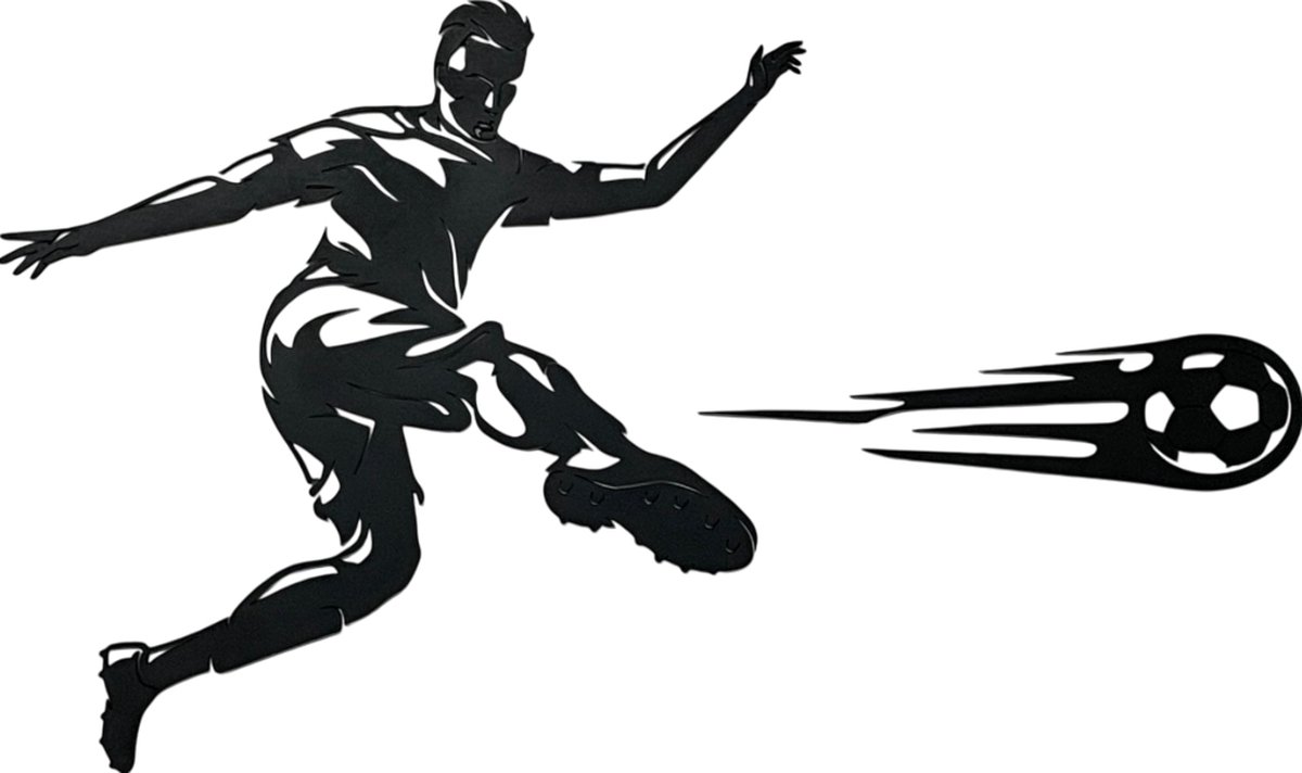 Voetbal - Voetballer - Muurdecoratie - Hout - Sport - Jongenskamer - Decoratie voetbal - Kinderkamer - Wanddecoratie voetbal - Wanddecoratie - Voetbal