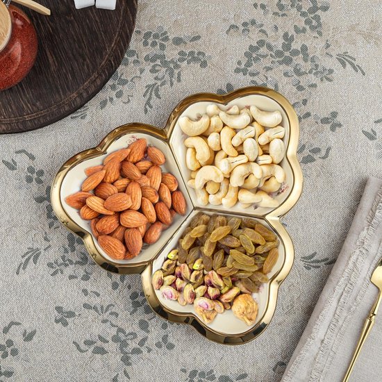 Snack Schotel Keramische Verdeelde Fruitschaal Gedroogd Fruit Combinatie Plaat Dienblad en Schotels, Verdeelde Serveerschalen for Feest, Verwijderbare Serveerschalen for Chips en Dip